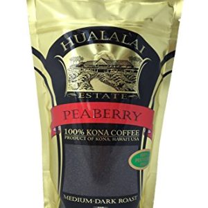 Hualalai Estate PEABERRY- 100% PREMIUM Kona Coffee – Medium-Dark Roast 7oz (Ground)